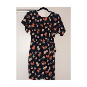 Floral Wrap Dress- Navy